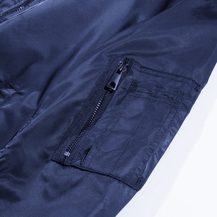 Herren leichte Nylon-Bomberjacke im Pilotenschnitt mit Ärmeltasche – Brevano