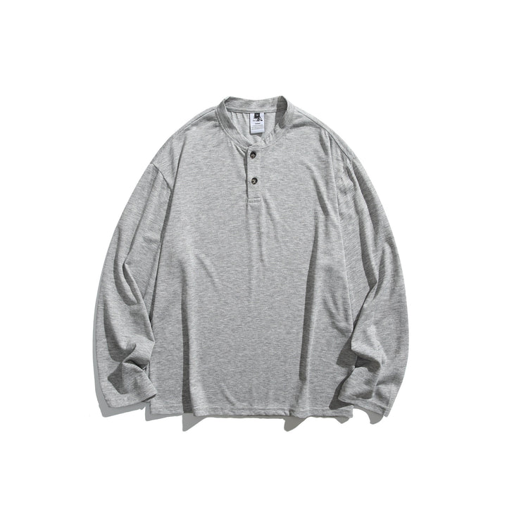 Unisex Langärmeliges Henleyshirt mit kurzer Knopfleiste und relaxed Fit Echoarchiv