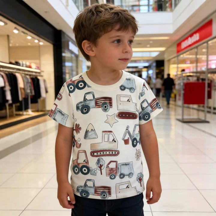 Kinder T-Shirt mit buntem Baustellenmotiv Echo Archiv