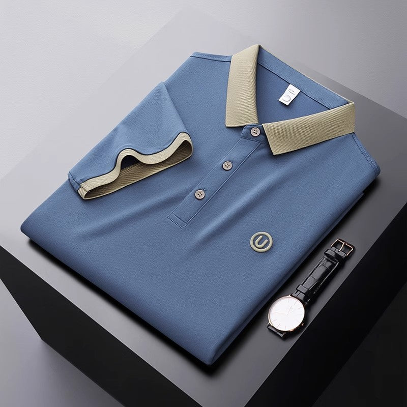 Herren Poloshirt mit atmungsaktivem Material und modernem Kontrastkragen Echoarchiv