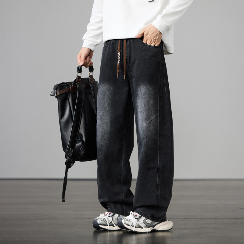Herren Baggy-Denimhose mit Tunnelzug und Used-Wash-Details Echo Archiv