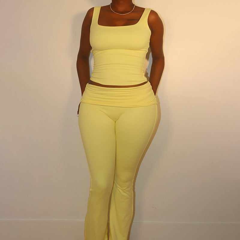 Damen Sportliches Crop-Top und legere Flared Pants Set Echo Archiv