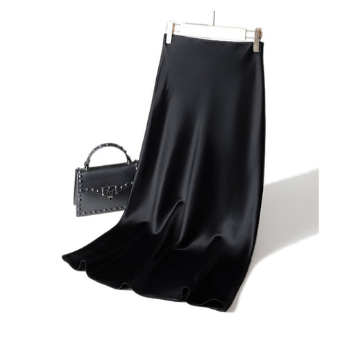 Damen Langer Satin-Maxirock im Bias-Cut mit taillenhoher Passform und fließender A‑Linie Echo Archiv