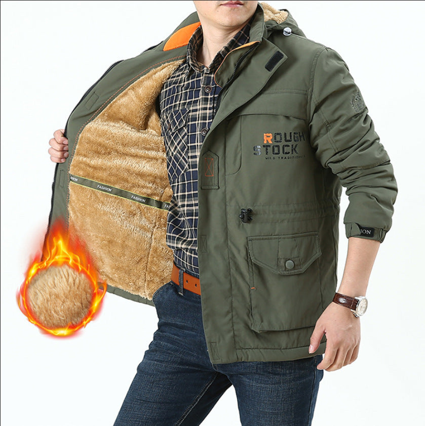 Herren Thermoisolierter Fieldparka mit Teddyfutter, Kapuze und Multifunktionstaschen Echo Archiv