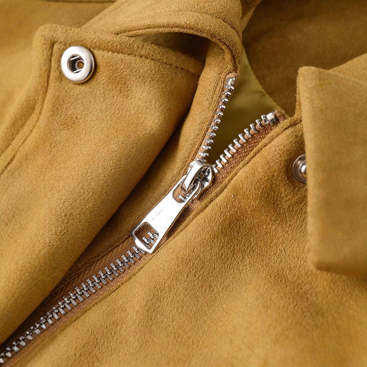 Damen nan cropped Wildlederoptik Bomberjacke mit verdecktem Reißverschluss und tailliertem Gummizugsaum Echo Archiv