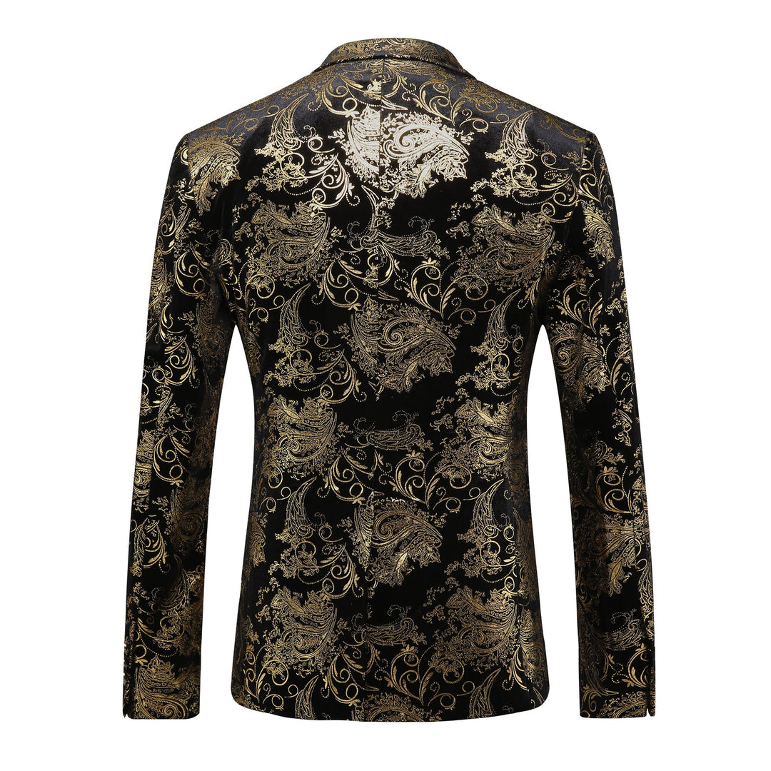 Herren eleganter Smoking-Blazer mit floralen Paillettenmustern Echoarchiv