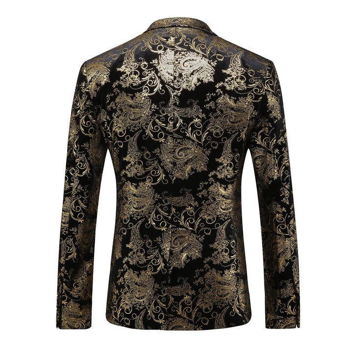 Herren eleganter Smoking-Blazer mit floralen Paillettenmustern Echoarchiv
