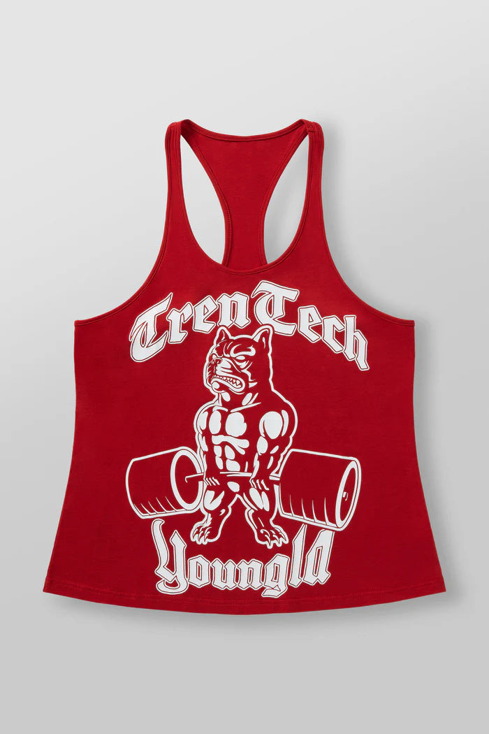 Herren nan figurbetontes Fitness-Tanktop mit Bulldoggen-Grafik und extra tiefen Armausschnitten Echo Archiv
