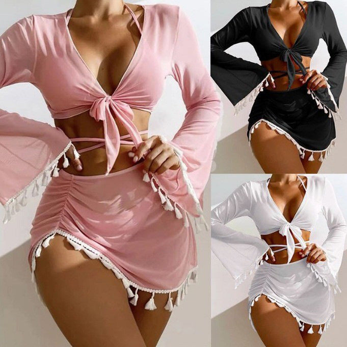 Damen Modisches Bikini-Set mit verzierten Fransen Echo Archiv