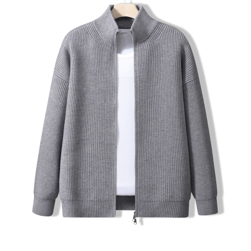 Herren Stylische Strickjacke mit hohem Kragen und Reißverschluss – Taviero