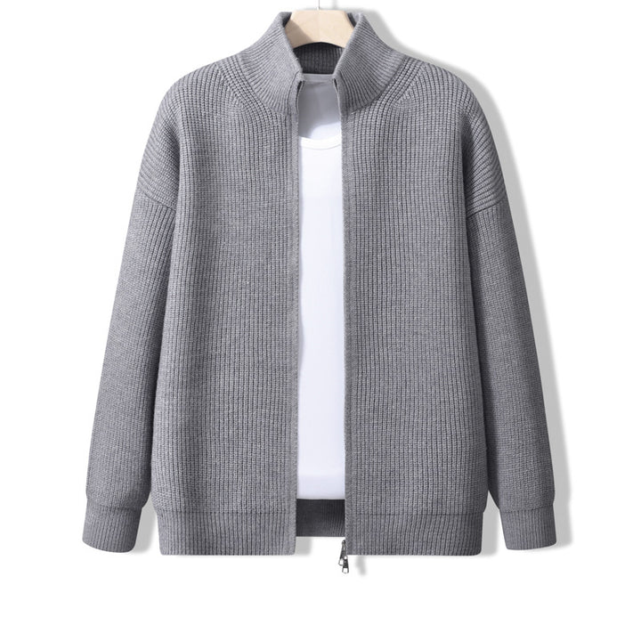 Herren Stylische Strickjacke mit hohem Kragen und Reißverschluss – Taviero
