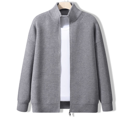 Herren Stylische Strickjacke mit hohem Kragen und Reißverschluss – Taviero