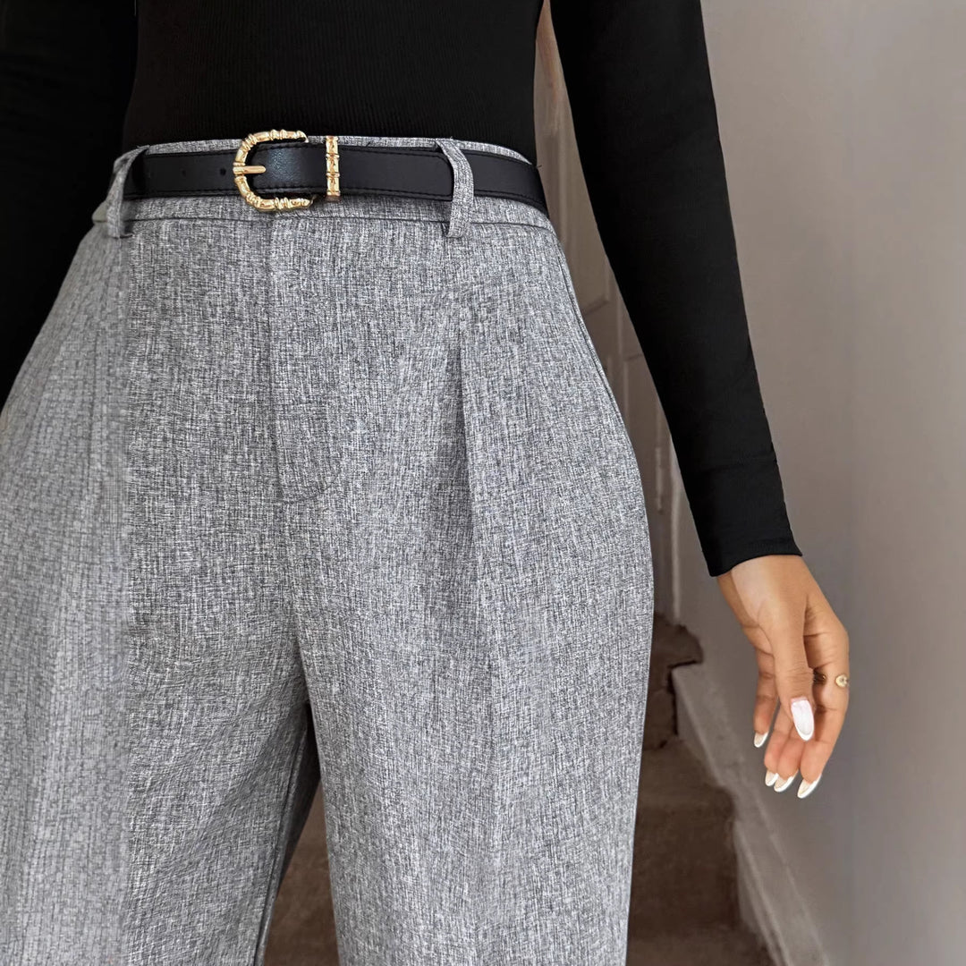 Damen Elegante Palazzo-Hose mit hohem Bund und feiner Leinenstruktur – Avérine