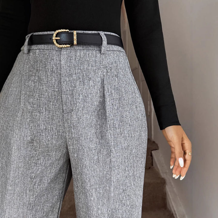 Damen Elegante Palazzo-Hose mit hohem Bund und feiner Leinenstruktur – Avérine
