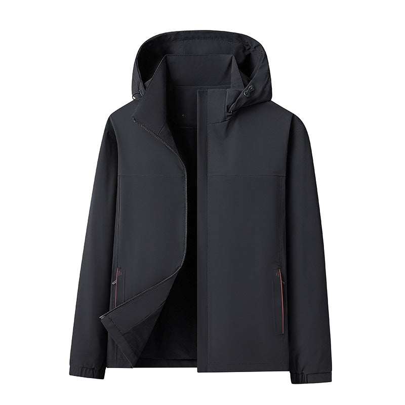 Herren Wasserabweisende Softshell-Jacke mit Kapuze nahtminimaler Optik & Brusttasche Echoarchiv