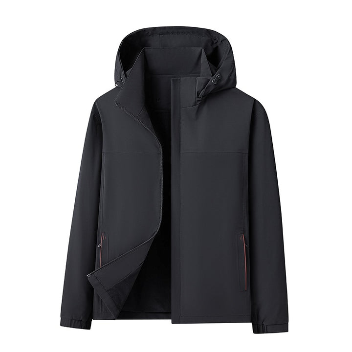 Herren Wasserabweisende Softshell-Jacke mit Kapuze nahtminimaler Optik & Brusttasche Echoarchiv