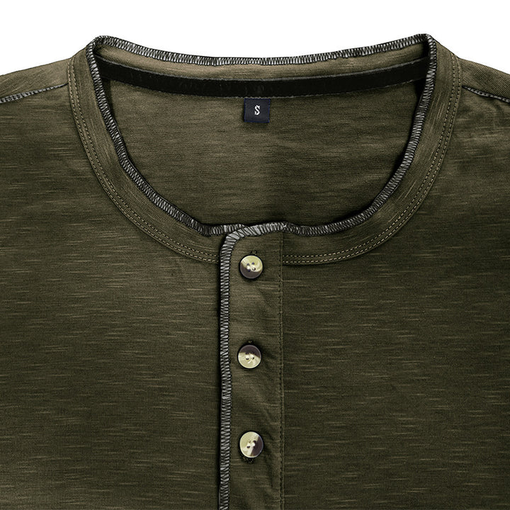 Herren Langarm-Henley Shirt aus weichem Baumwollmix mit Knopfleiste Echoarchiv