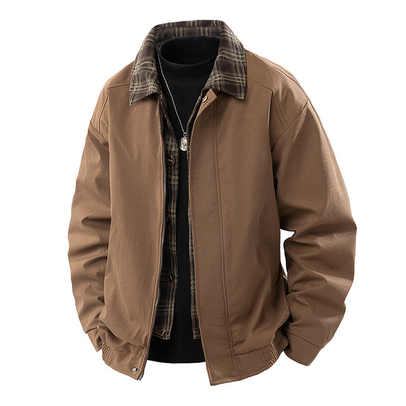Herren Lässige Overshirt-Jacke mit kariertem Innenfutter und verdecktem Reißverschluss Echo Archiv