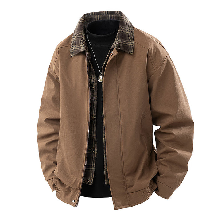 Herren Lässige Overshirt-Jacke mit kariertem Innenfutter und verdecktem Reißverschluss Echo Archiv