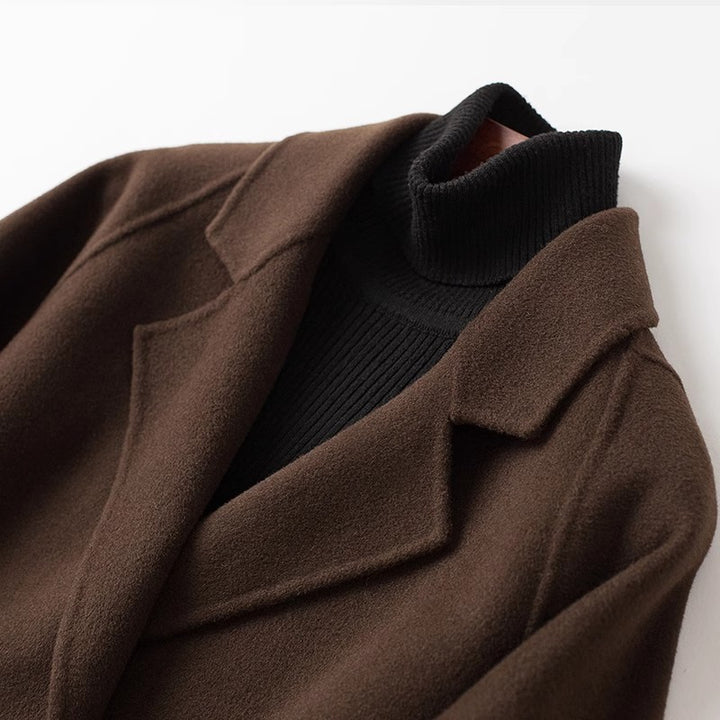 Damen Eleganter Wollmantel mit Abnehmbarer Kapuze Echoarchiv