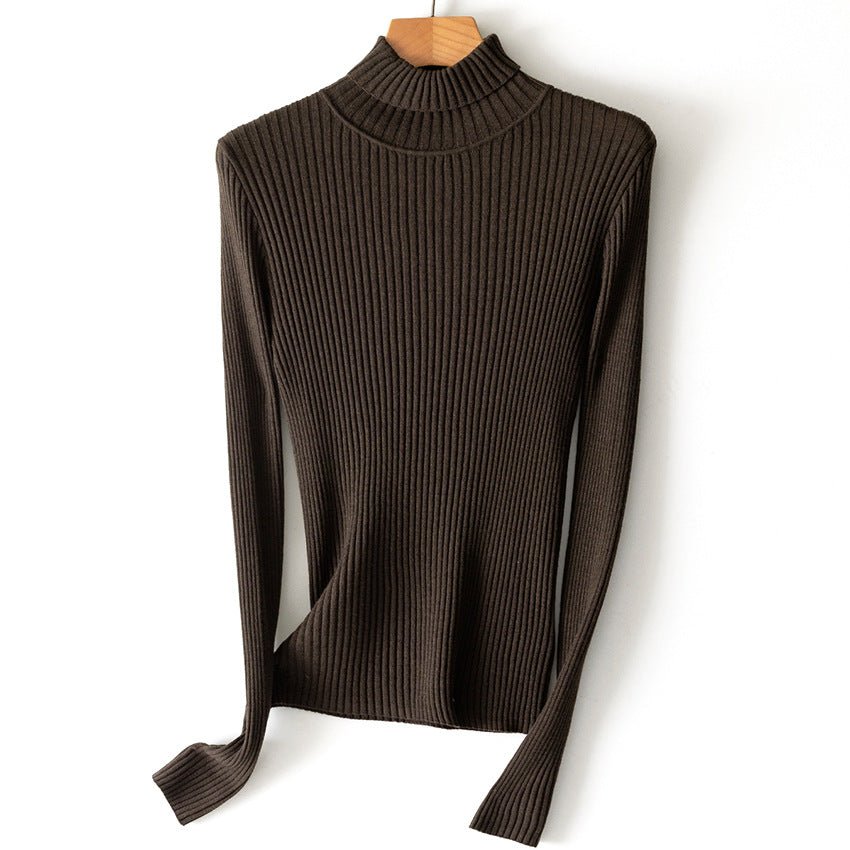 Damen Figurnaher Feiner Rippstrick-Rollkragenpullover mit Stretch-Finish Echoarchiv