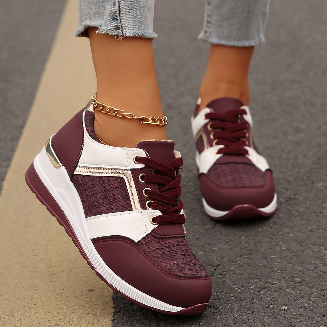 Damen  modische Plateau-Sneaker mit gepolstertem Memory-Fußbett und strukturierter Textil-Kombination Echo Archiv