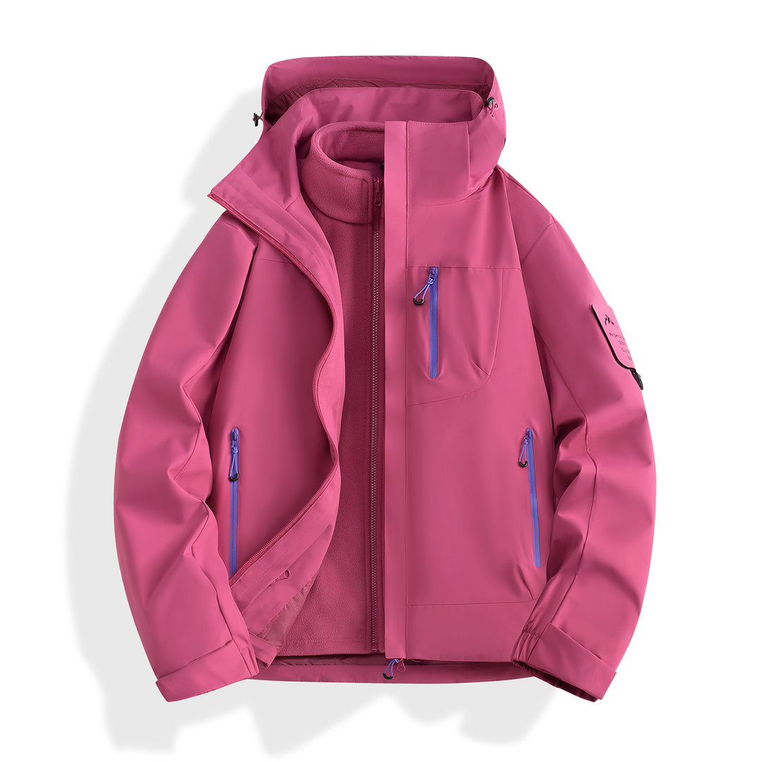 Damen zweilagige Softshell-Parka mit herausnehmbarem Fleecefutter und wasserdichten Reißverschlüssen Echoarchiv