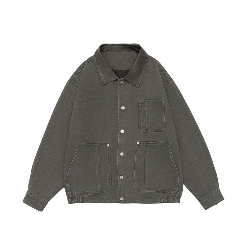 Herren Boxy-Canvas-Fieldblouson mit Druckknopfleiste und großen Utility‑Taschen Echoarchiv
