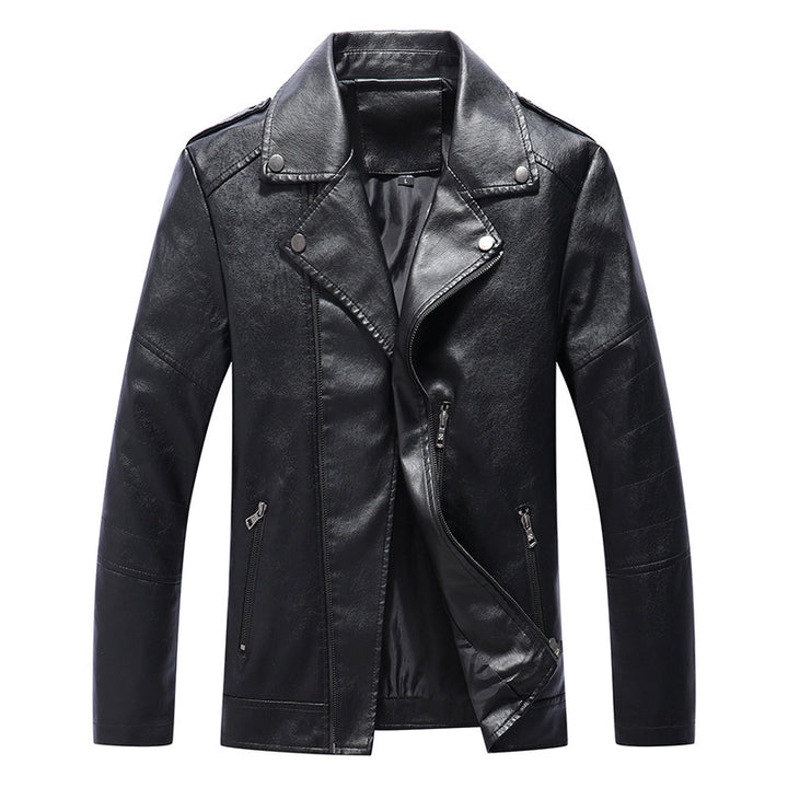 Herren Slim Fit Kunstleder-Motoblouson im Biker-Look mit gesteppten Armpaneelen und Reverskragen Echoarchiv