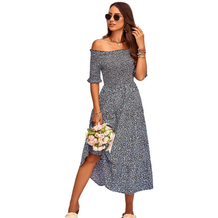 Damen Off-Shoulder Maxikleid mit floralem Design und schwingendem Saum Echo Archiv