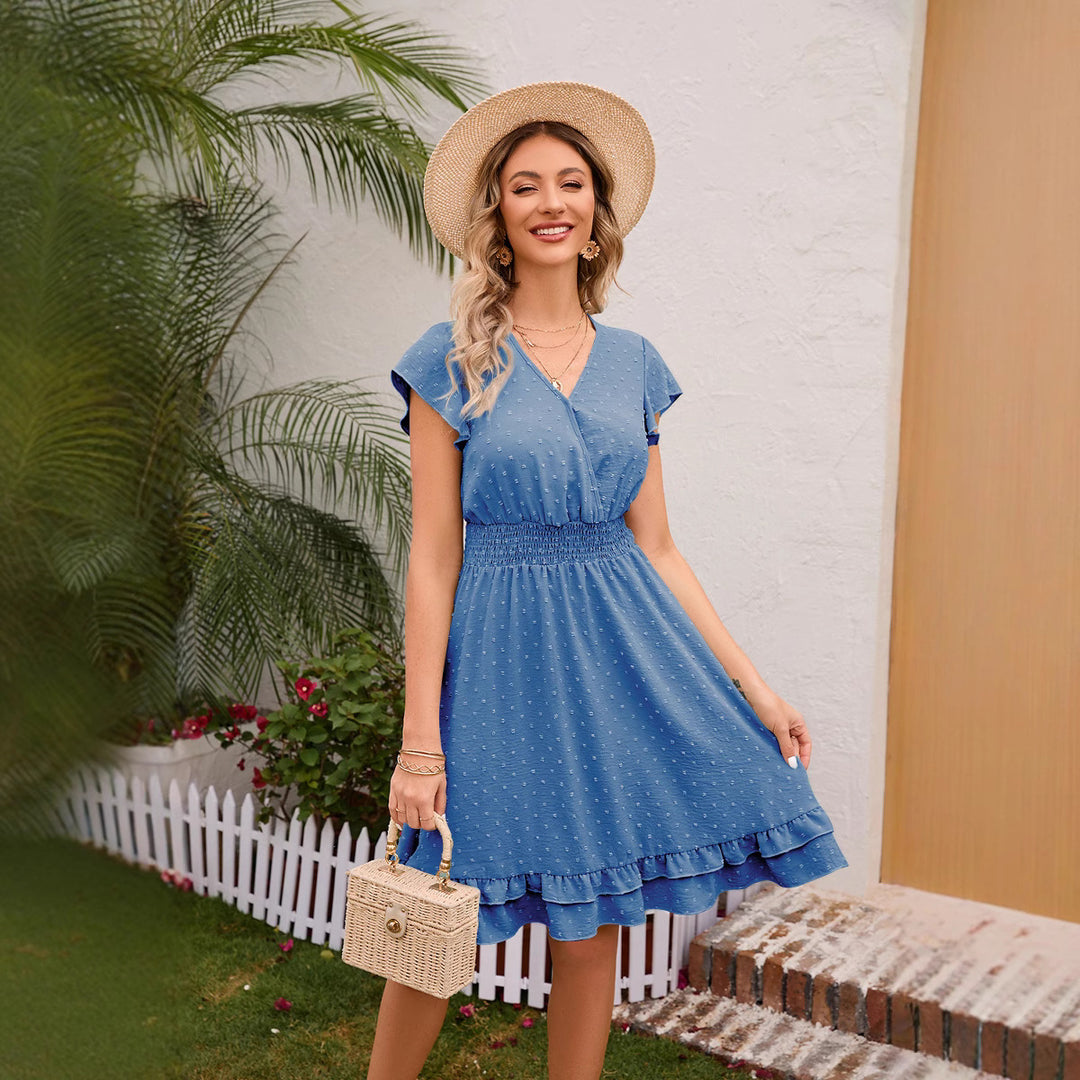 Damen Verspieltes Freizeitkleid mit elastischem Bund und Rüschendetails Echo Archiv