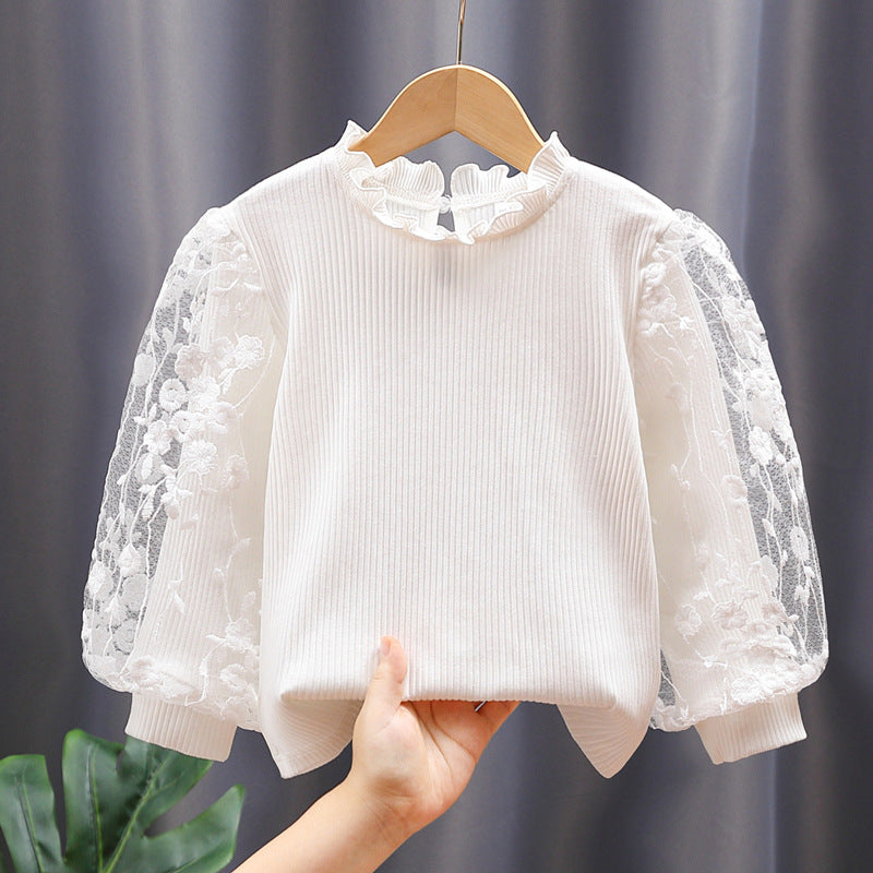 Mädchen Sweatshirt mit floralen Stickermonturen und Rüschen Echo Archiv