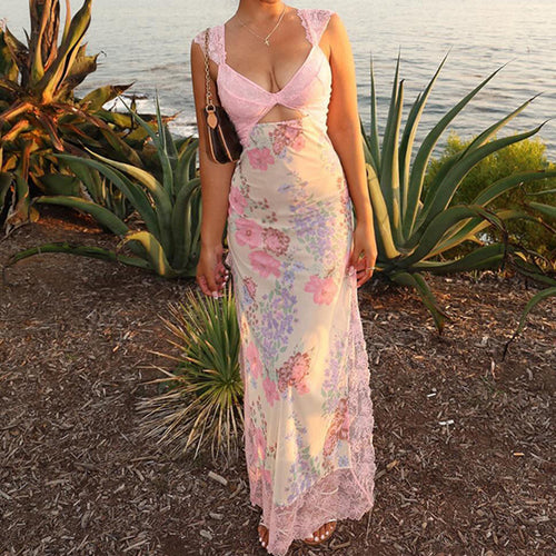 Damen Elegantes Blumenkleid mit Spitzenakzenten Echo Archiv