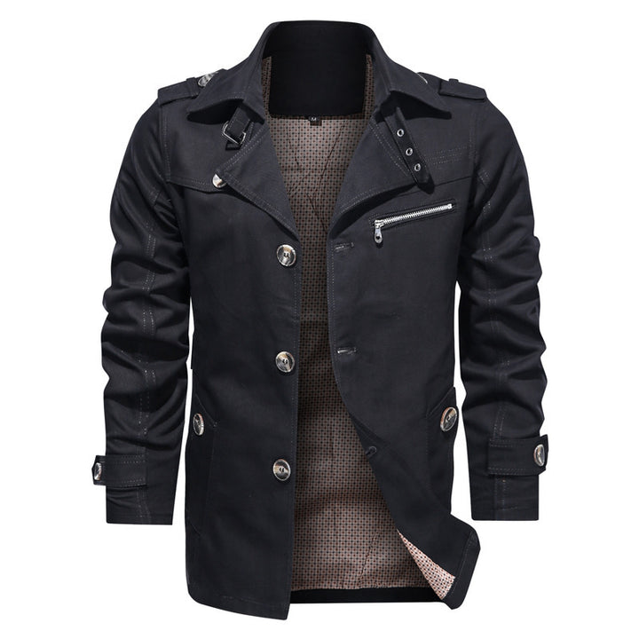 Herren Leichte Fieldjacke im Trenchstil mit Reverskragen und Schulterklappen – Taviero