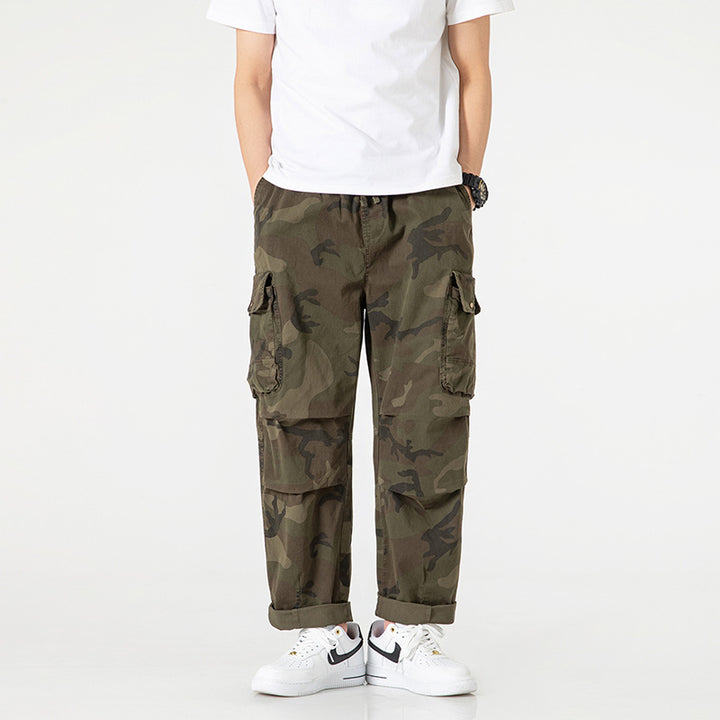Herren Loose‑Fit Cargohose im Army‑Style mit elastischem Bund, Kordelzug und Multifunktions‑Taschen Echo Archiv