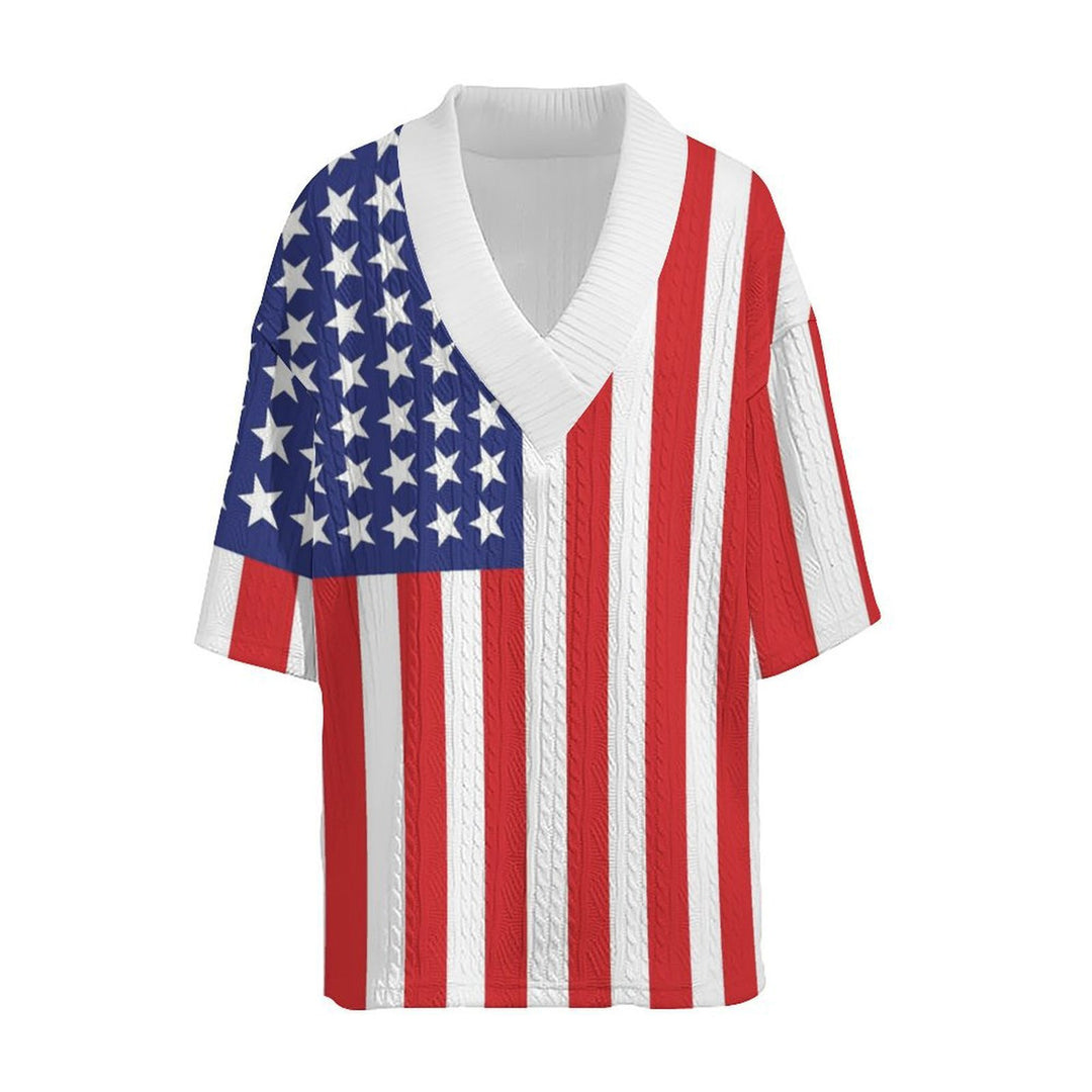 Herren lässiges Oberteil mit amerikanischem Flaggenmuster und modernem Schnitt Echoarchiv