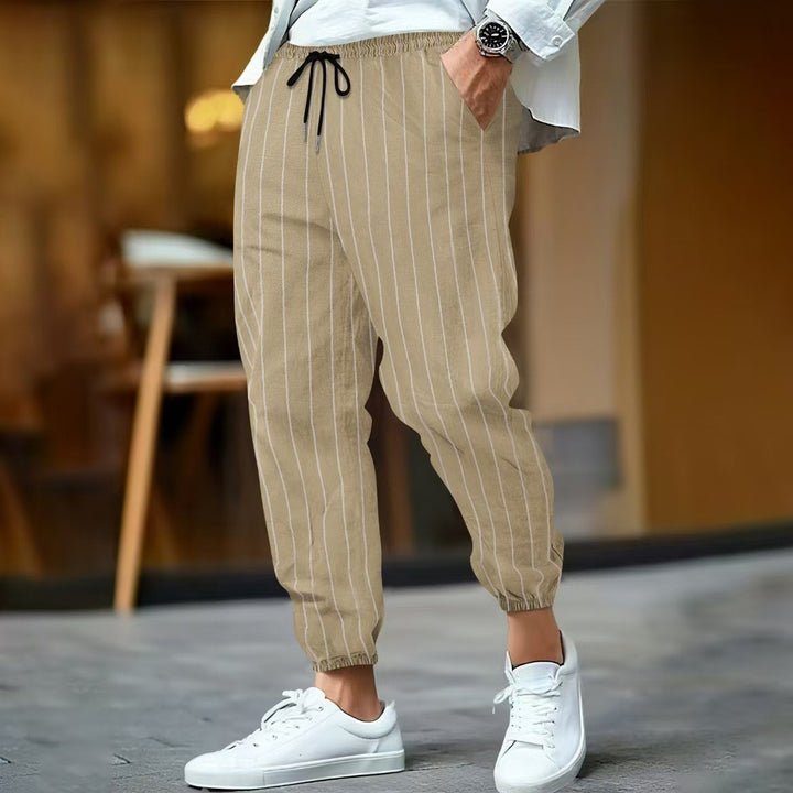 Herren lässige Freizeithose im modischen Streifenlook mit elastischem Bund und praktischen Taschen Echoarchiv