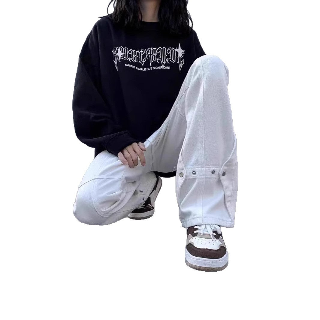 Damen Lässige Weitgeschnittene Chino-Hose Echoarchiv