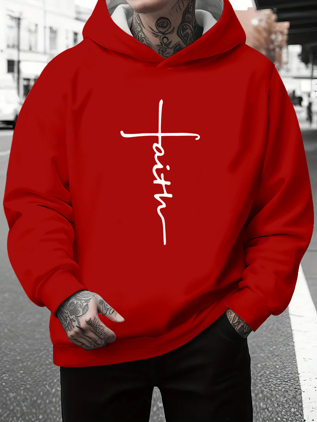 Herren Kapuzenpullover mit subtiler Farbverlauf-Optik und inspirierendem Schriftzug Echoarchiv
