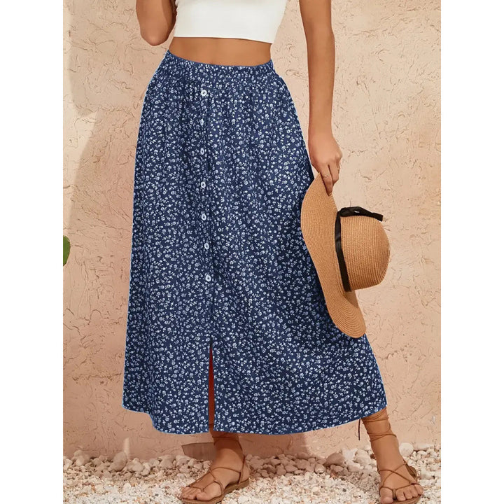 Damen Maxirock mit floralen Knopfdetails und seitlichem Schlitz Echo Archiv