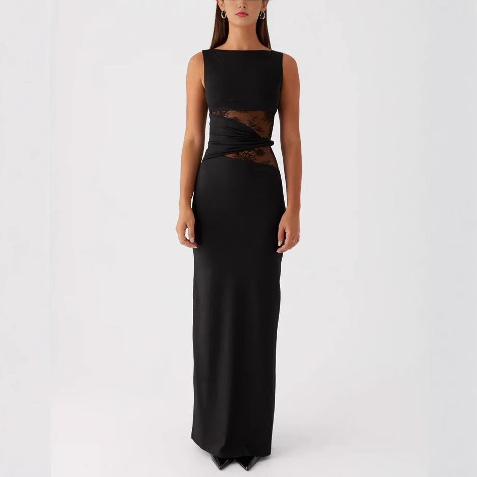 Damen Elegantes Maxikleid mit transparenter Spitze und figurbetontem Schnitt Echo Archiv