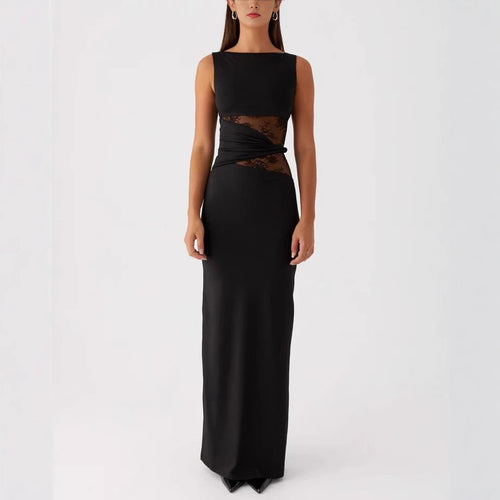 Damen Elegantes Maxikleid mit transparenter Spitze und figurbetontem Schnitt Echo Archiv