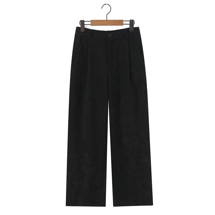 Damen Hochtaillierte Cordhose mit weitem Bein und Bundfalten Echo Archiv