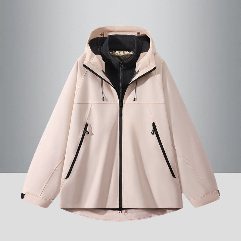 Herren Zweifarbige Softshell-Hybridjacke mit Kapuze, verlängerter Rücken und wasserabweisenden Reißverschlüssen Echo Archiv