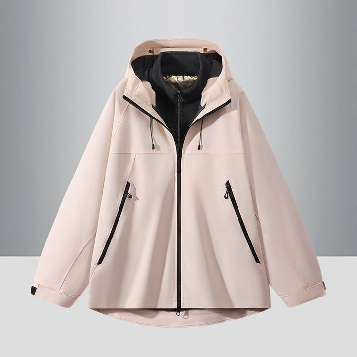 Herren Zweifarbige Softshell-Hybridjacke mit Kapuze, verlängerter Rücken und wasserabweisenden Reißverschlüssen Echo Archiv