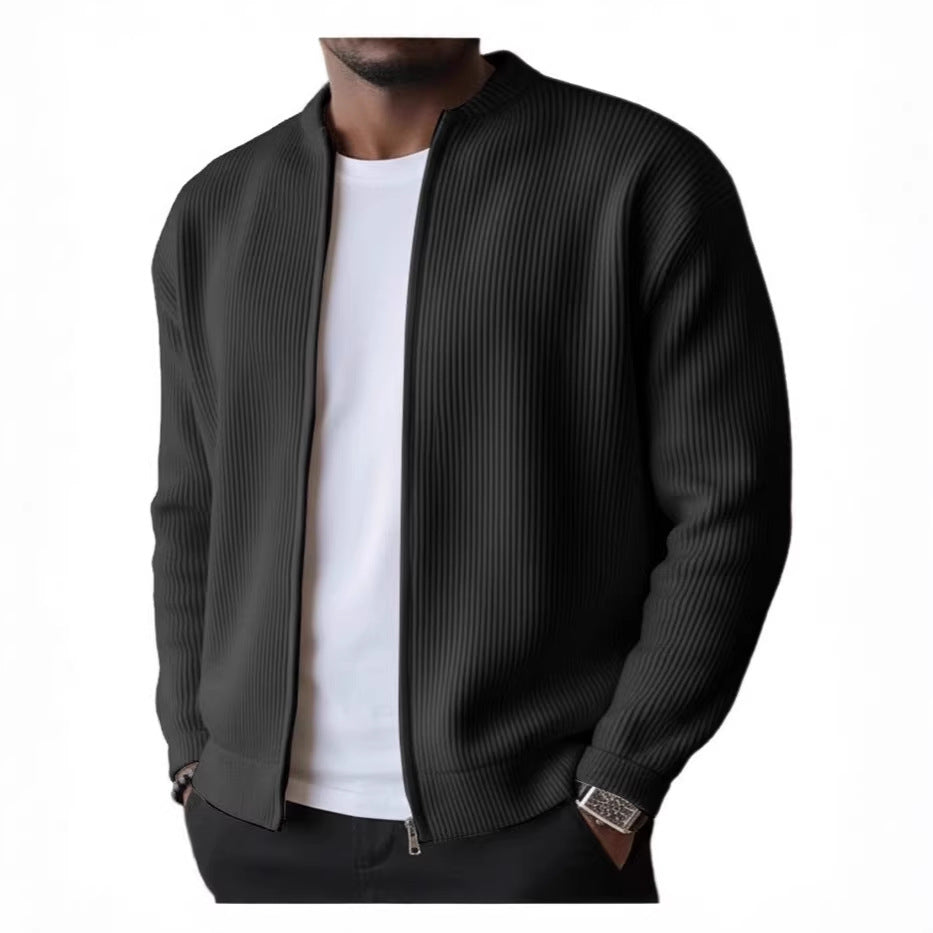 Herren Rippstrick Bomber Cardigan mit vollem Reißverschluss EB – Taviero
