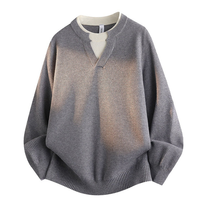 Damen Stylischer Grobstrickpullover mit V-Ausschnitt – Mavelle