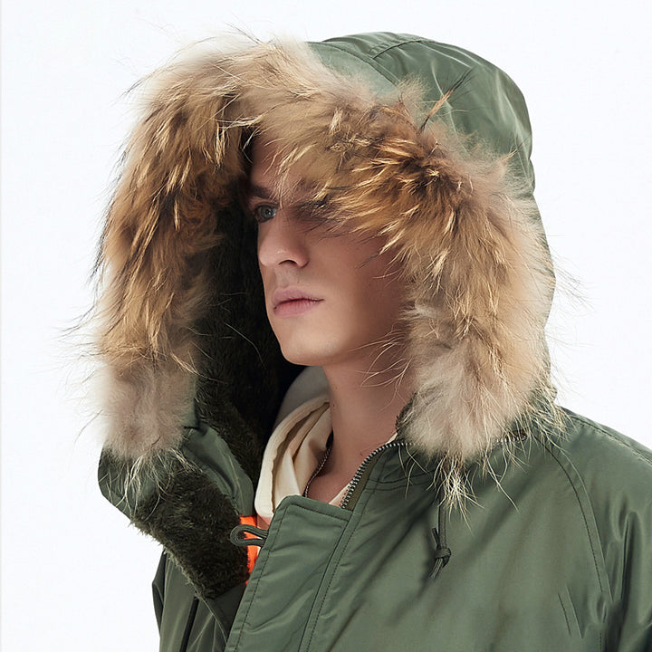 Herren Schwerer Thermo-Parka im Expeditionstil mit Kunstfellkapuze und Multifachtaschen Echo Archiv