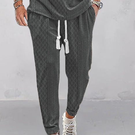 Herren Slim-Tapered Joggerhose im Struktur-Design mit Kordelzug und Eingrifftaschen – Sorevano