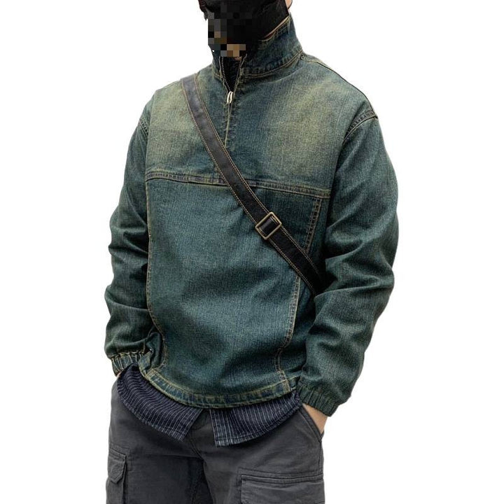 Herren Sportliche Jeansjacke mit Hohem Kragen Echo Archive